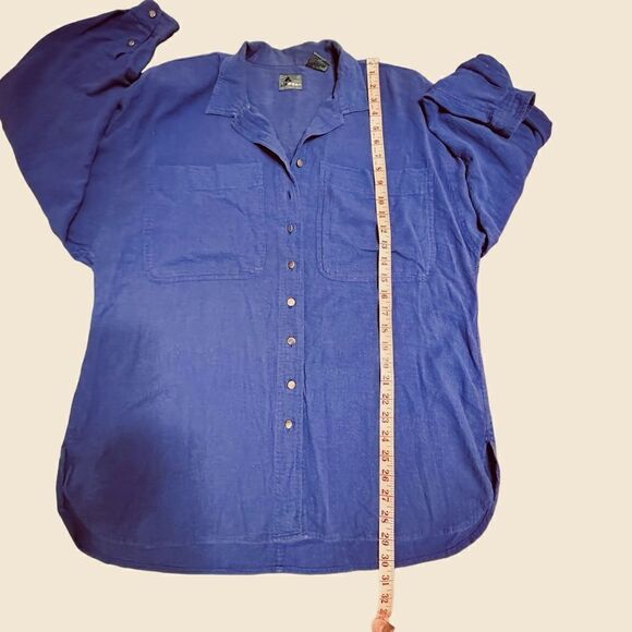 Vintage Lizwear Purple crinkly cotton long sleeve button up shirt size Large - Picture 8 of 11